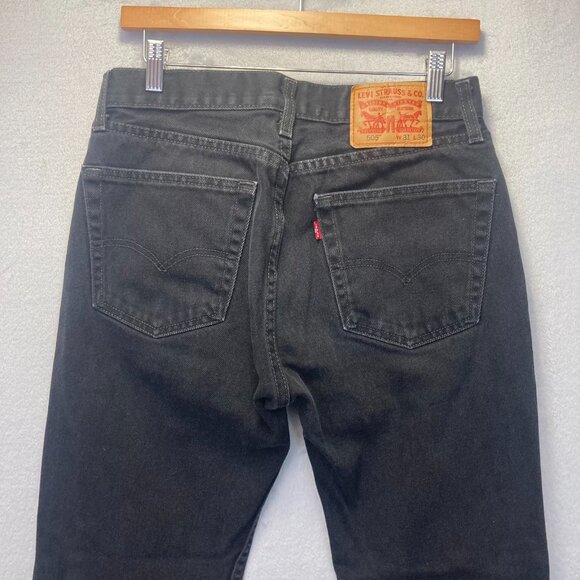 Levis 505 Straight Fit Jeans Mens 31x30 Black Dark Wash Denim Classic - Picture 9 of 16